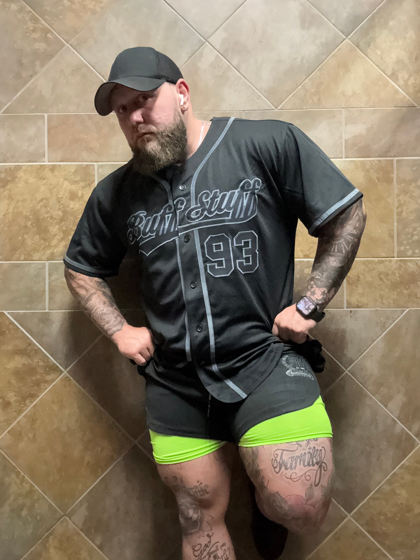 Buff Stuff 2-1 running shorts Black/neon